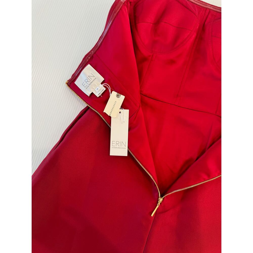 Erin Fetherston Ruscha Strapless Fit Flare Dress Bow NWT 10 Red Holiday Event - Picture 13 of 16